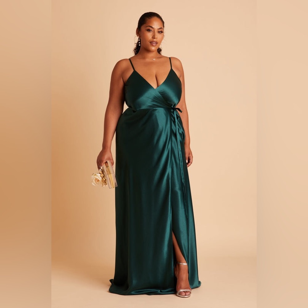 Emerald Satin Wrap Dress - Brand New!